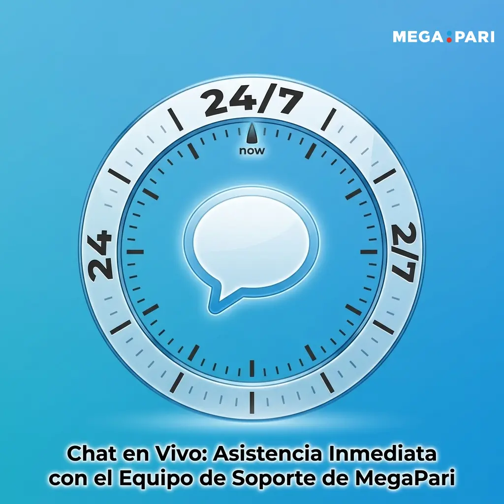 Icono de chat en vivo de MegaPari para soporte inmediato 24/7 en español desde el sitio web oficial