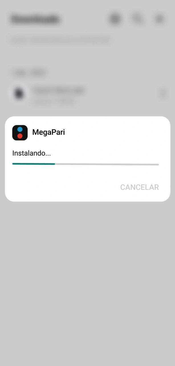 Instala el archivo sobre la versión existente para actualizar la app de MegaPari en Android.