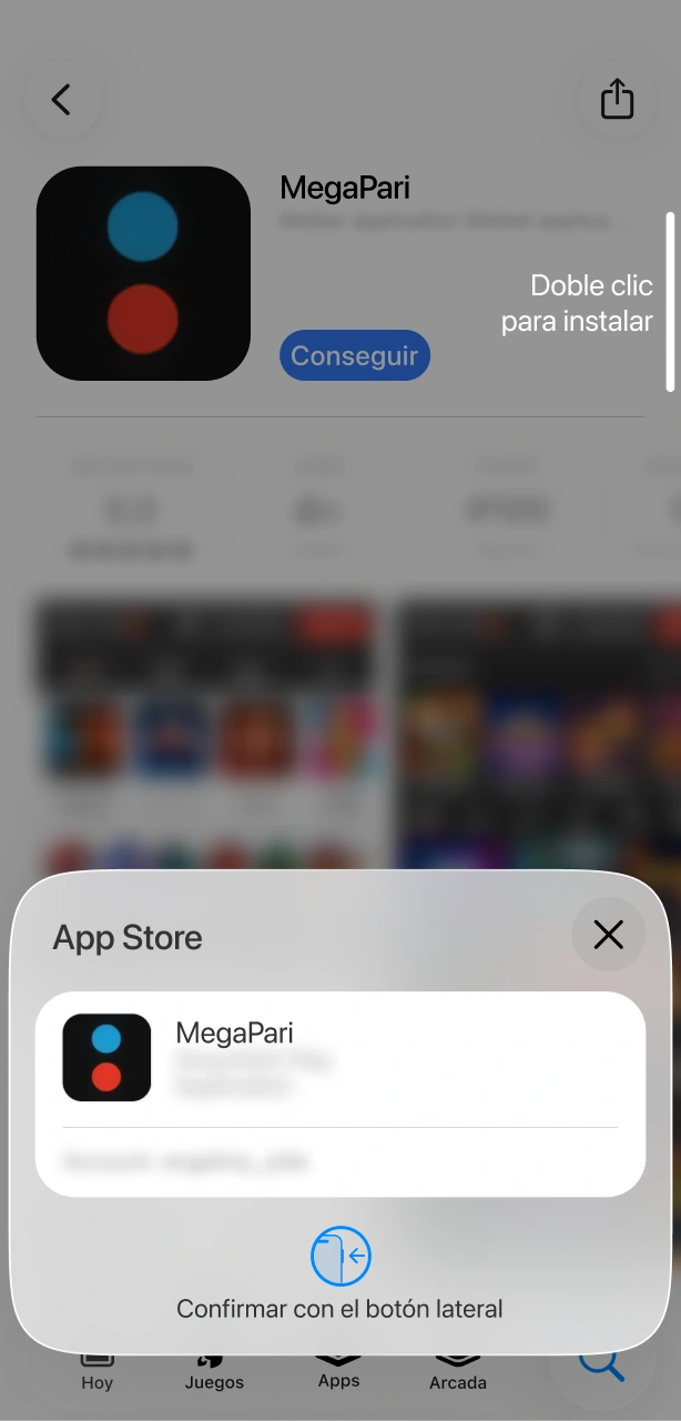 Autentícate con tus datos de seguridad para confirmar la instalación de la app en iOS con MegaPari.