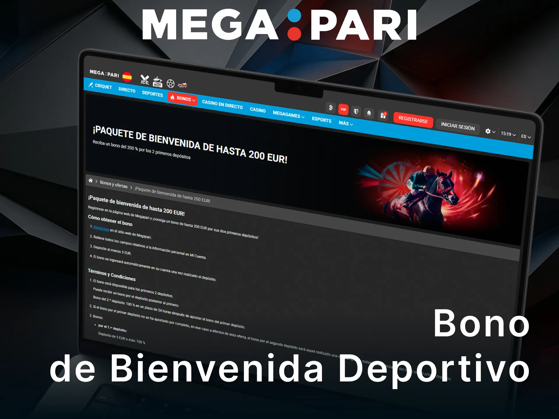 Reclama el bono de bienvenida deportivo del 100% en MegaPari para tus apuestas.