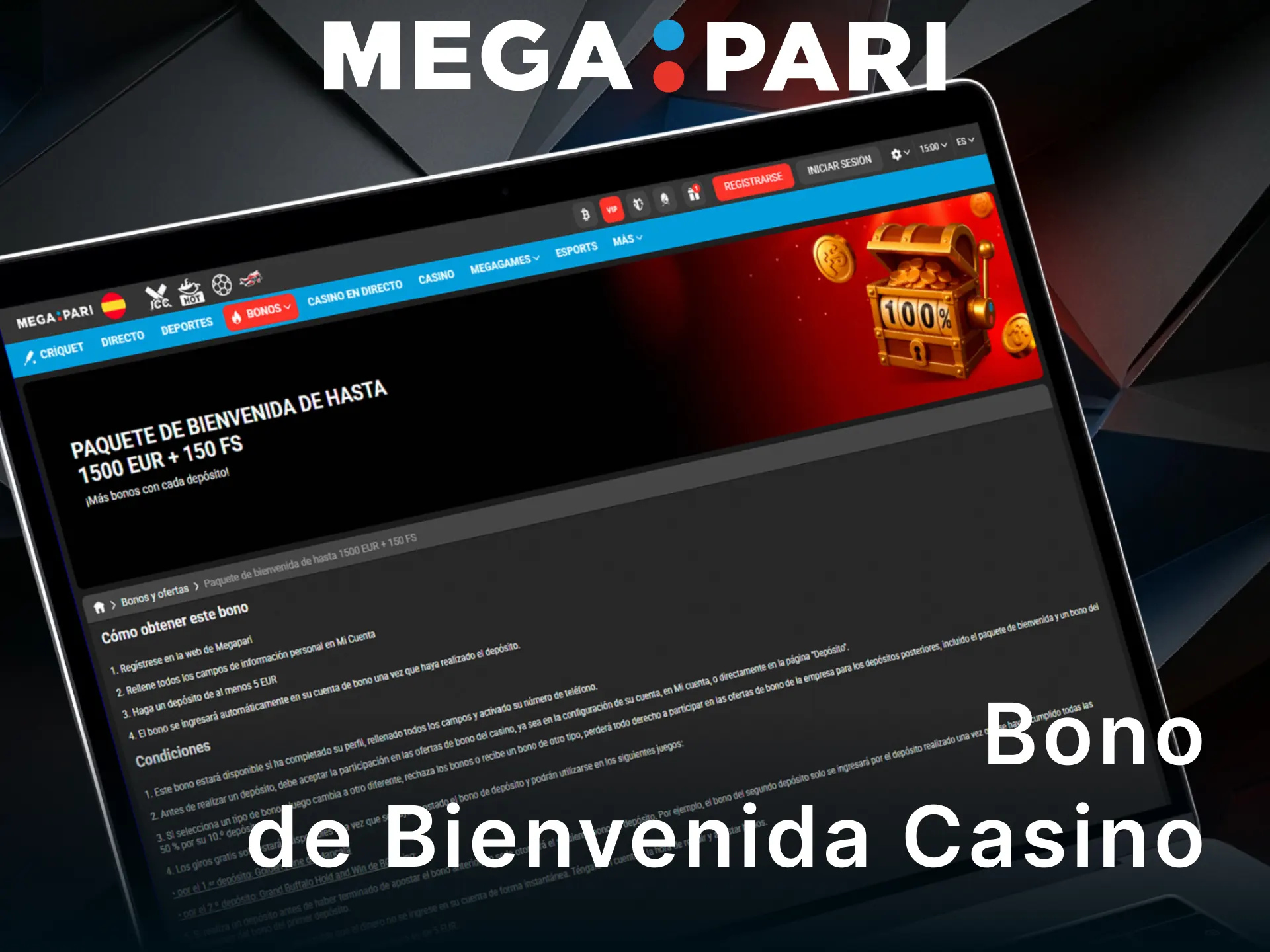 Consigue el bono de bienvenida en el casino de MegaPari para empezar a ganar.