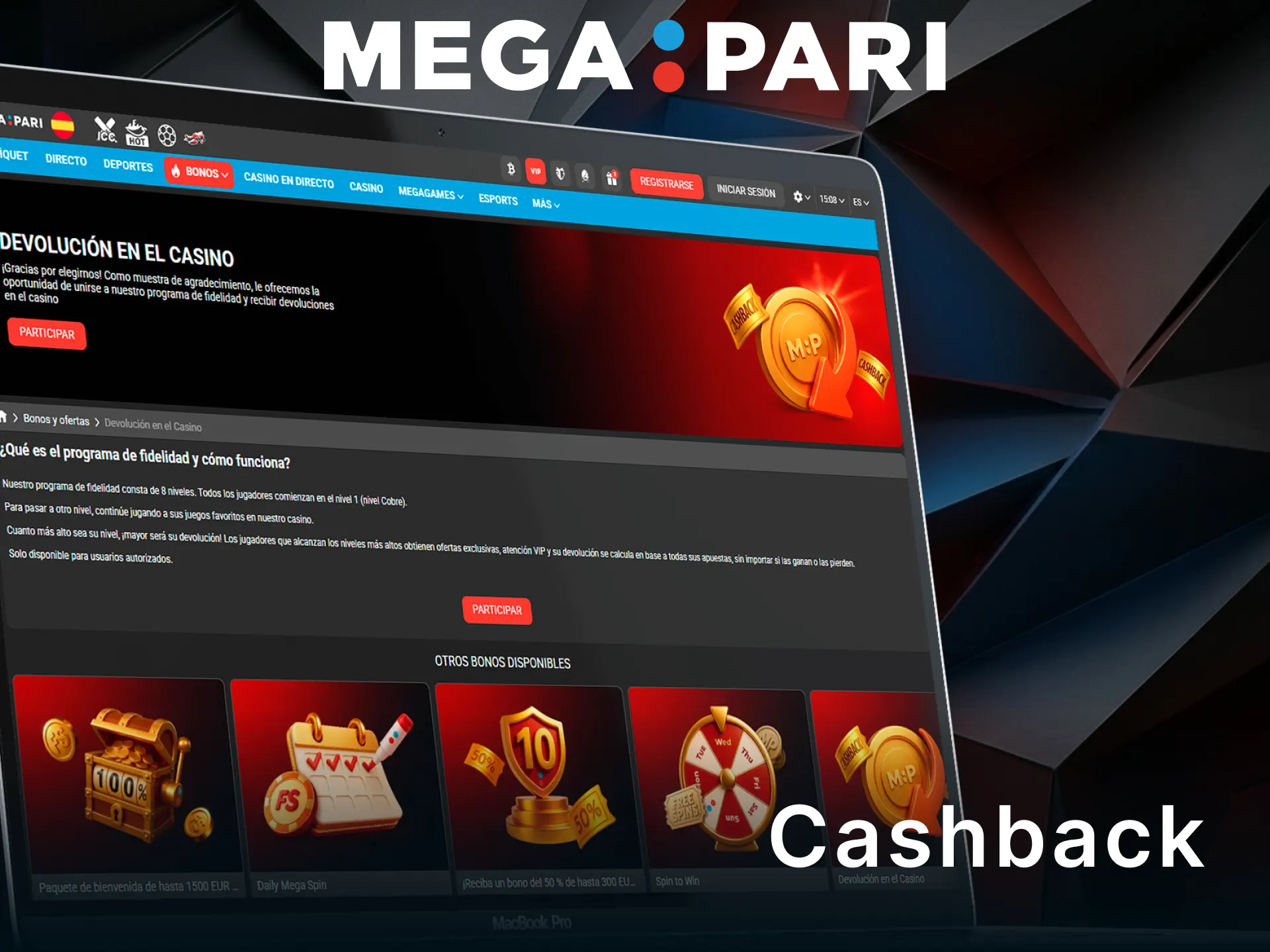 Solicita el cashback de casino en MegaPari para recuperar parte de tus jugadas.