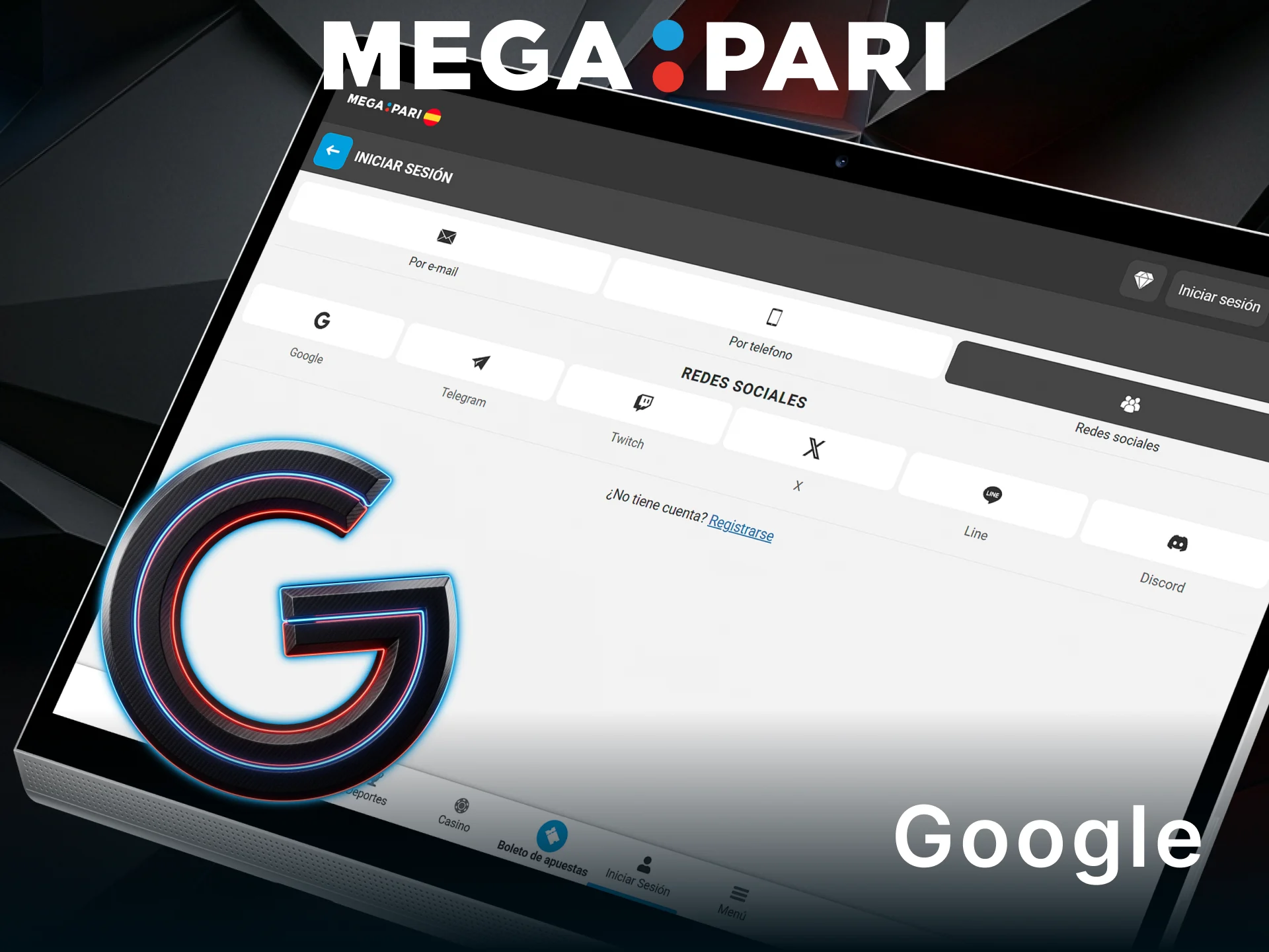 Accede rápidamente a MegaPari mediante el inicio de sesión con Google.