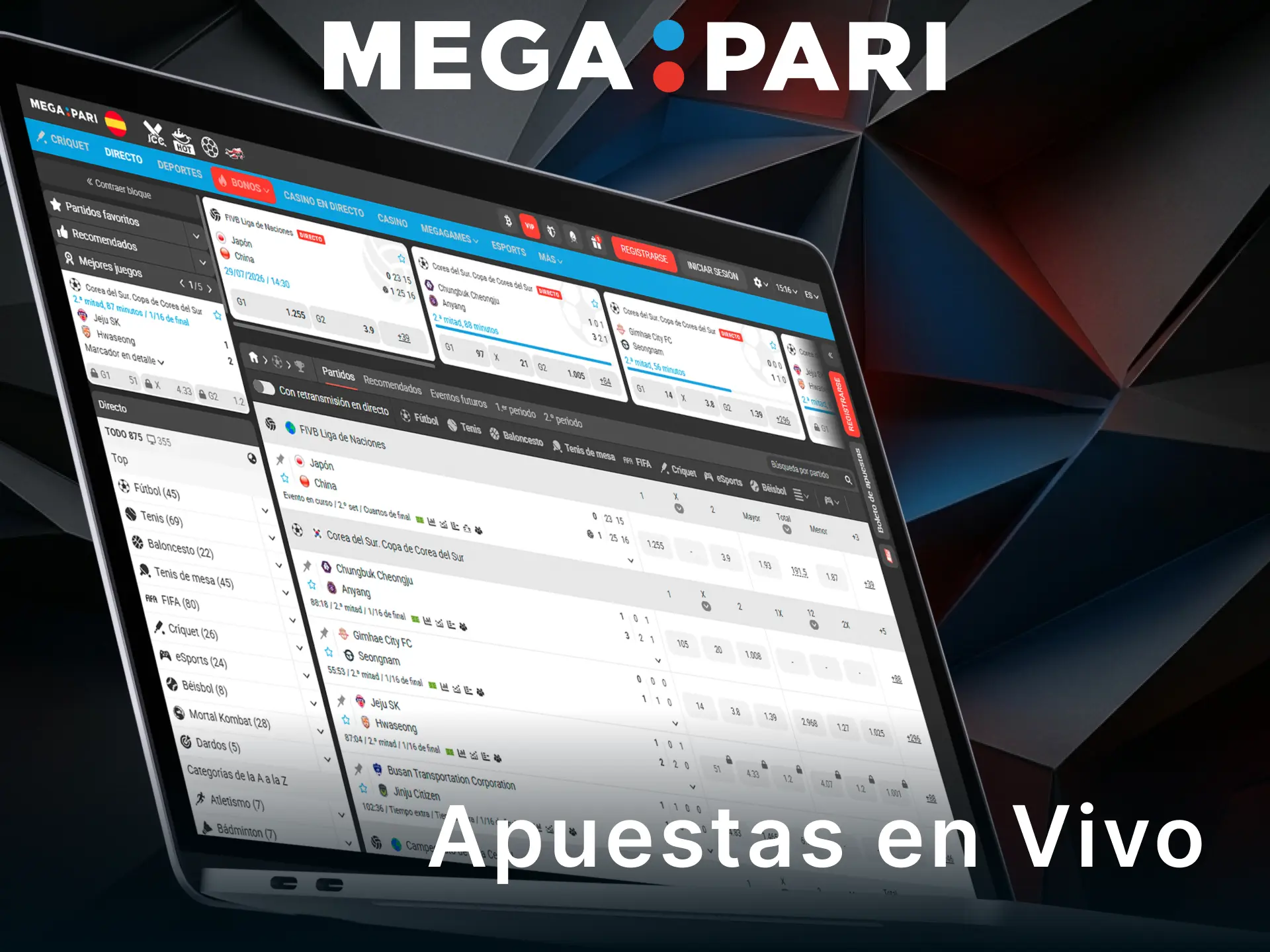 Disfruta de las Apuestas en Vivo en MegaPari y gana en tiempo real.