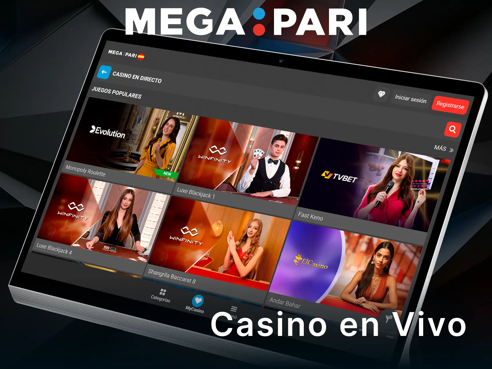 Juega en el Casino en Vivo de MegaPari y siente la emoción en directo.