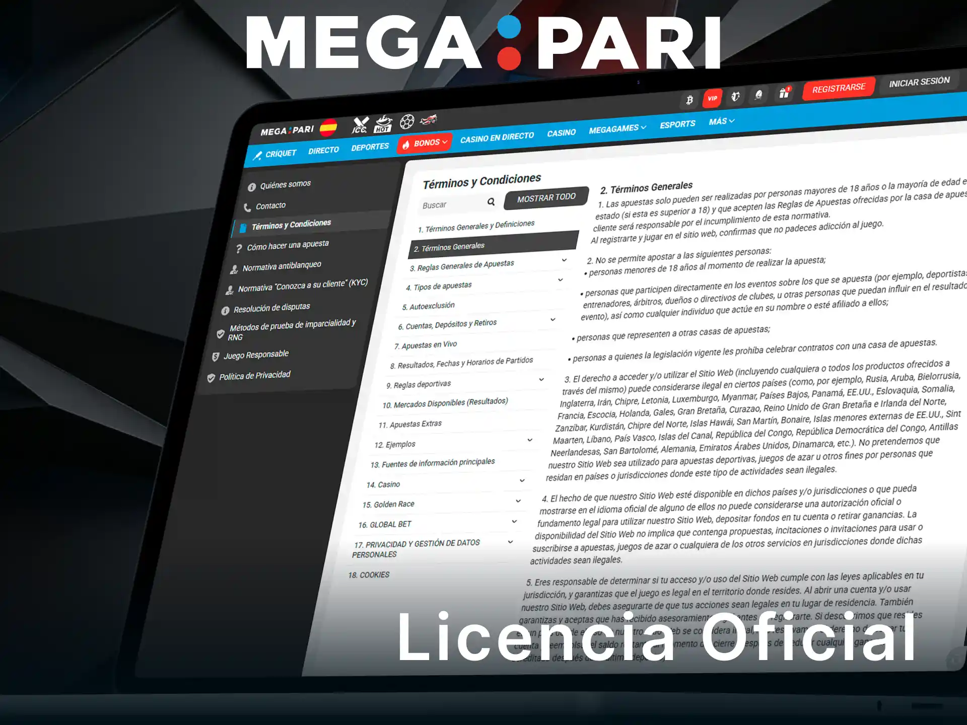 Verifica la Licencia Oficial de MegaPari para jugar con total seguridad en España.