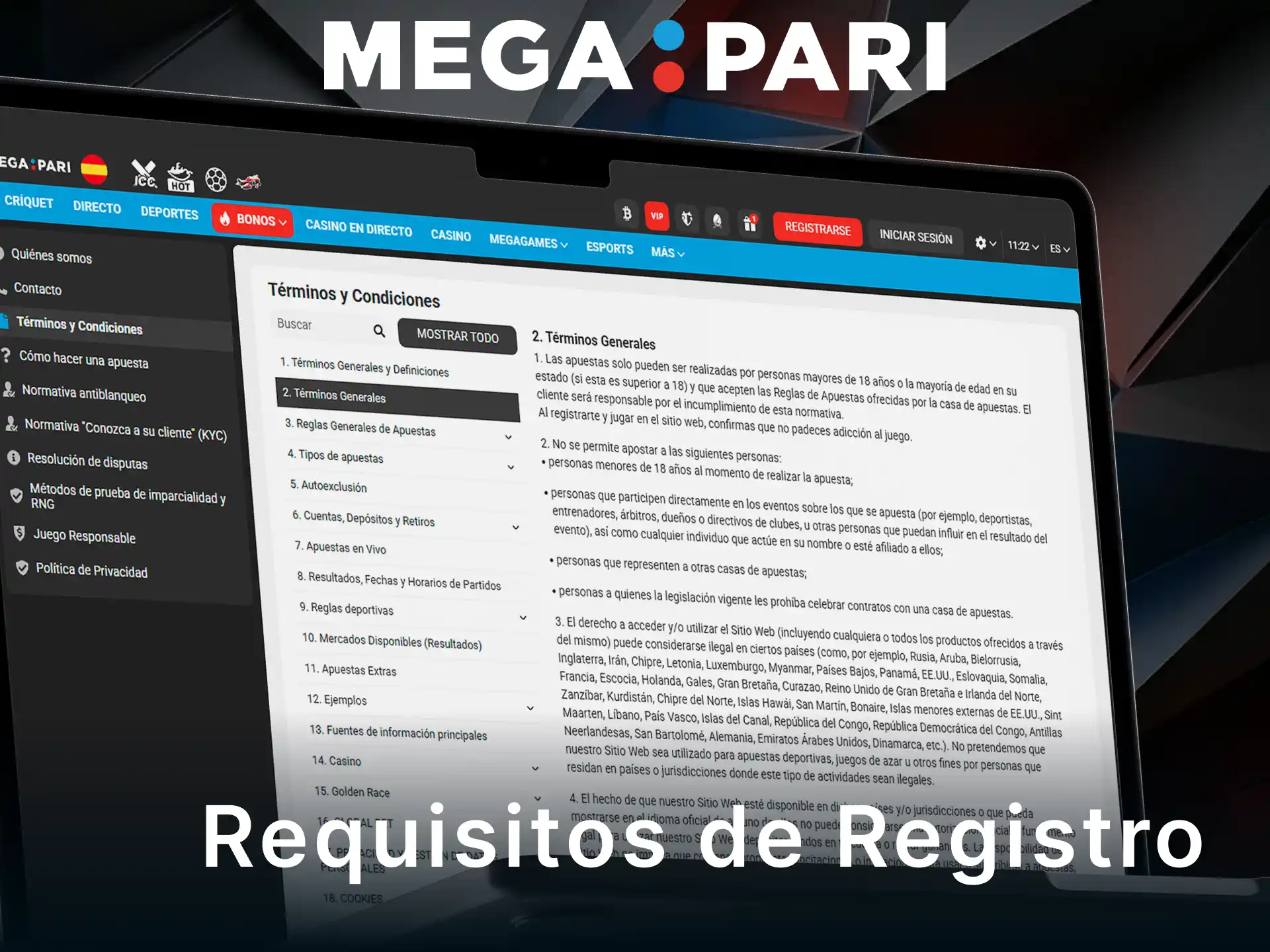 Consulta los requisitos indispensables para abrir una cuenta en MegaPari e iniciar.