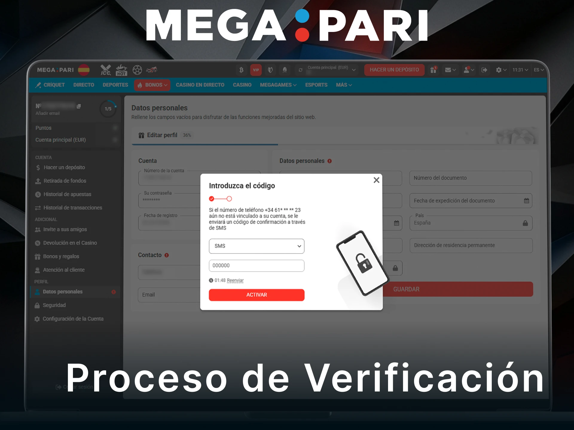 Completa el proceso de verificación de cuenta en MegaPari para retirar.