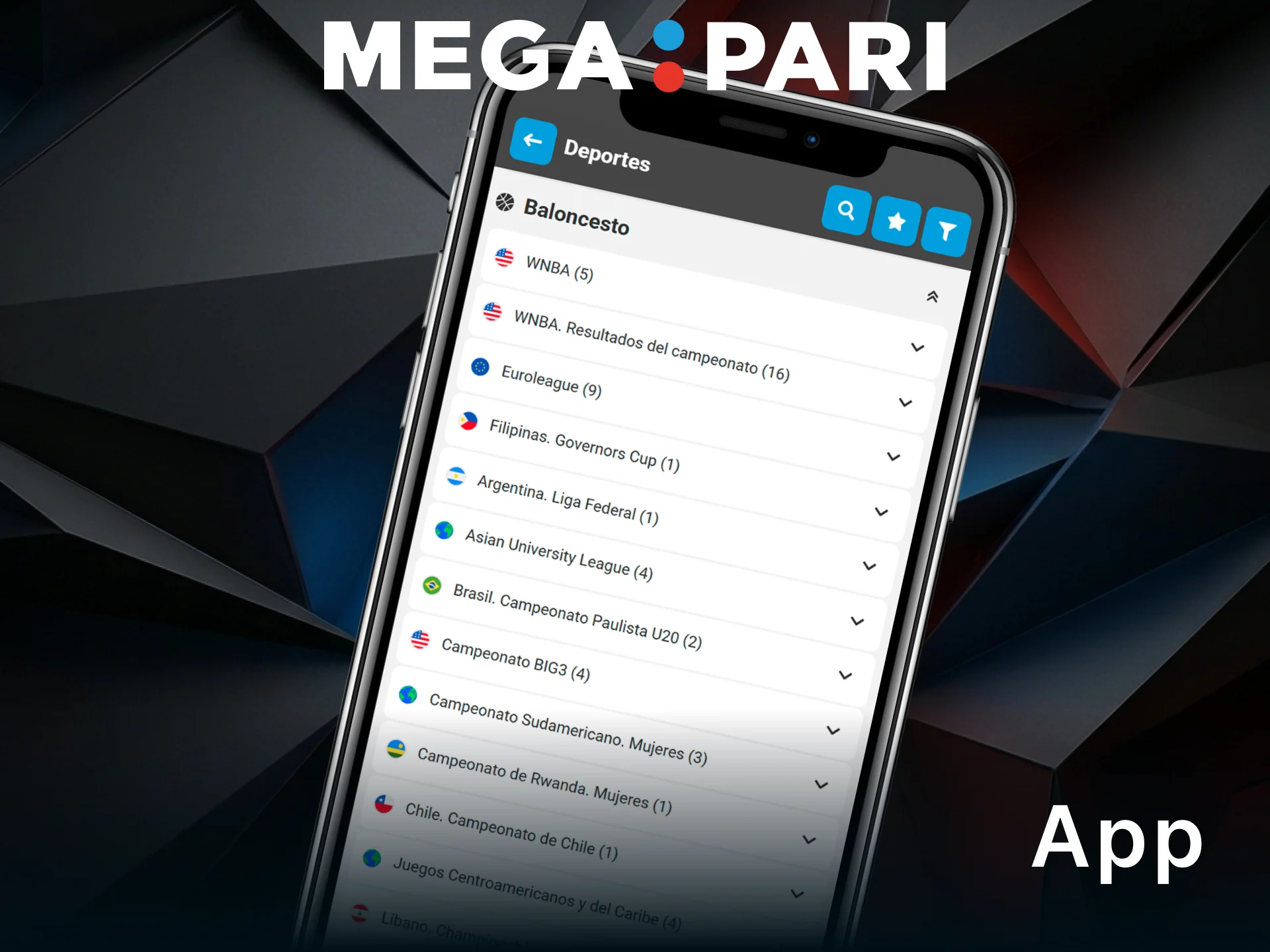 Descarga la app de MegaPari para hacer tus apuestas de baloncesto.