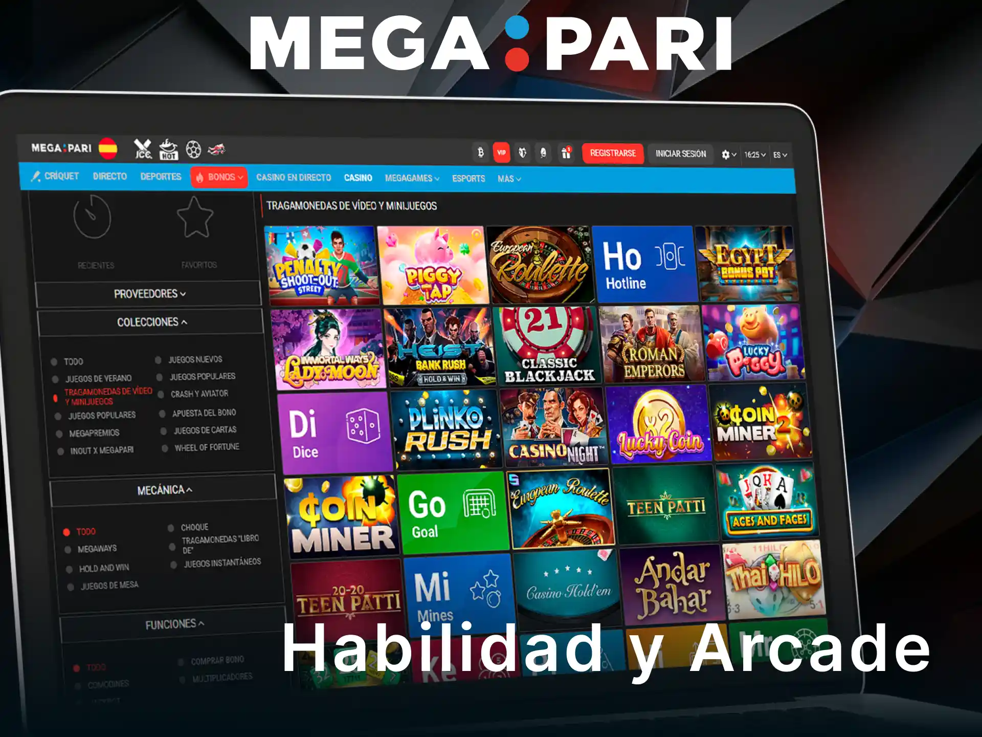 Descubre los entretenidos juegos de habilidad y arcade en MegaPari Casino.