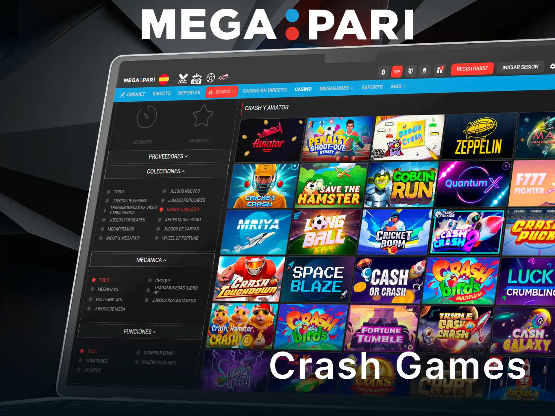 Disfruta la emoción de los crash games en MegaPari Casino.