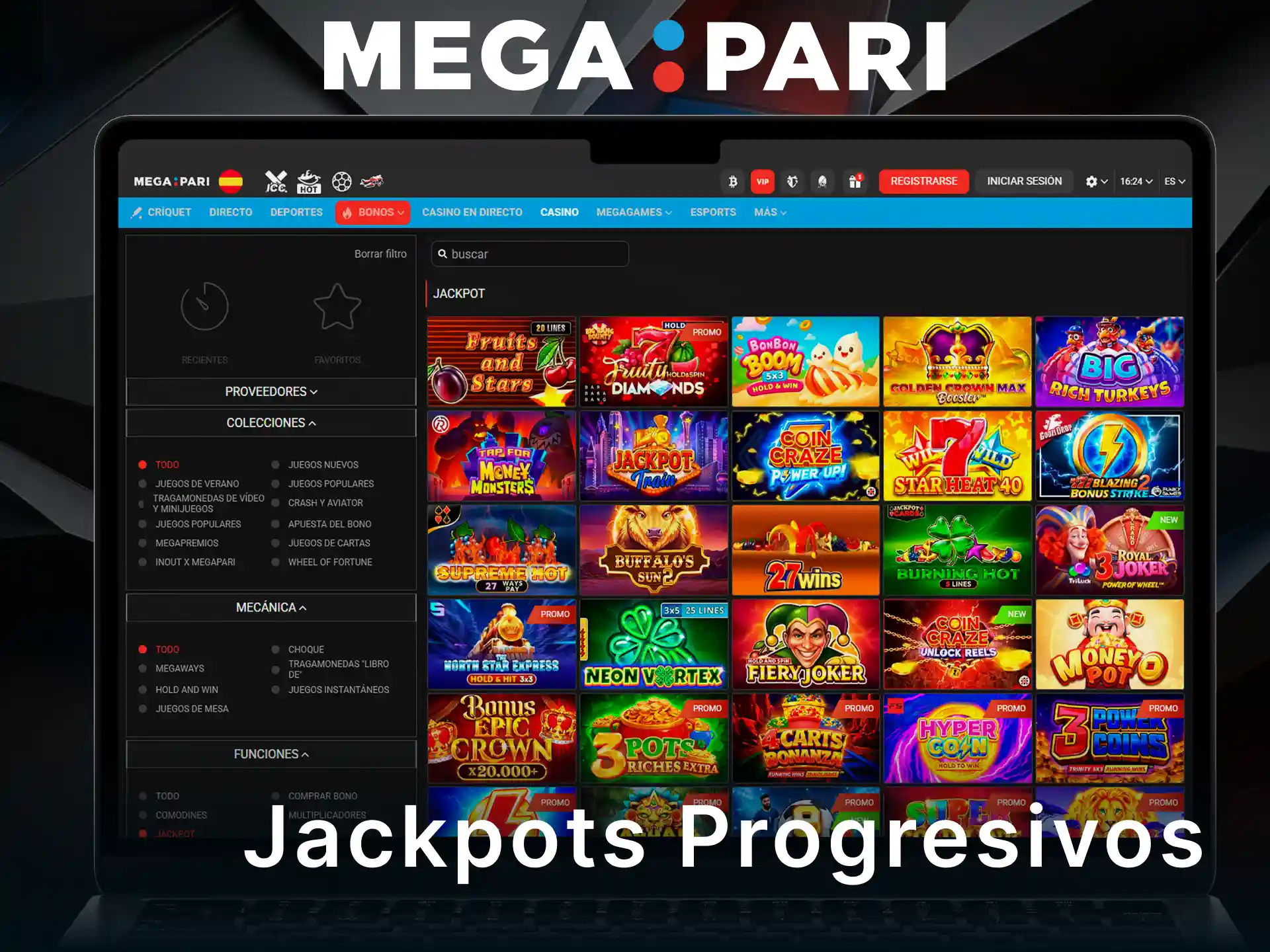Aspira a los grandes jackpots progresivos en MegaPari Casino.