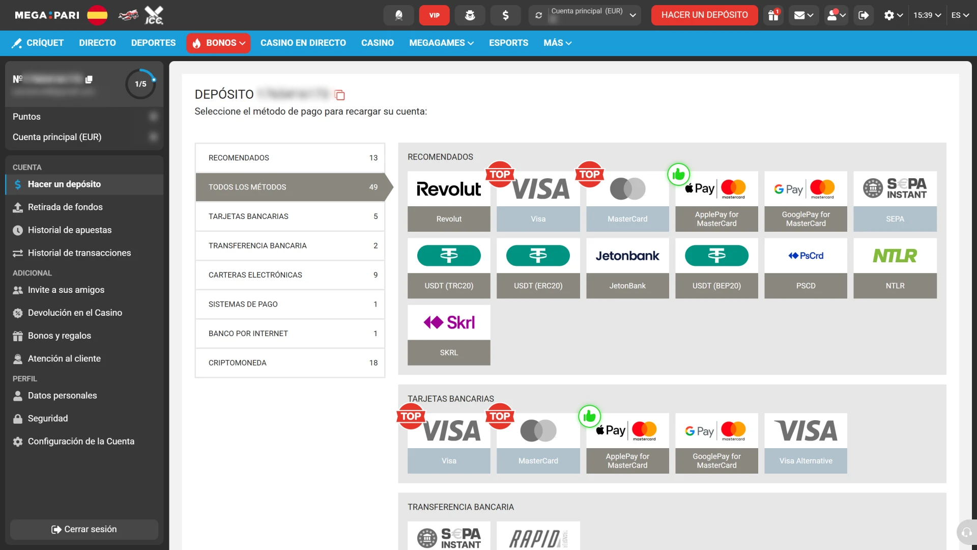 Realiza tu primer depósito y aprovecha el código bonus de MegaPari.