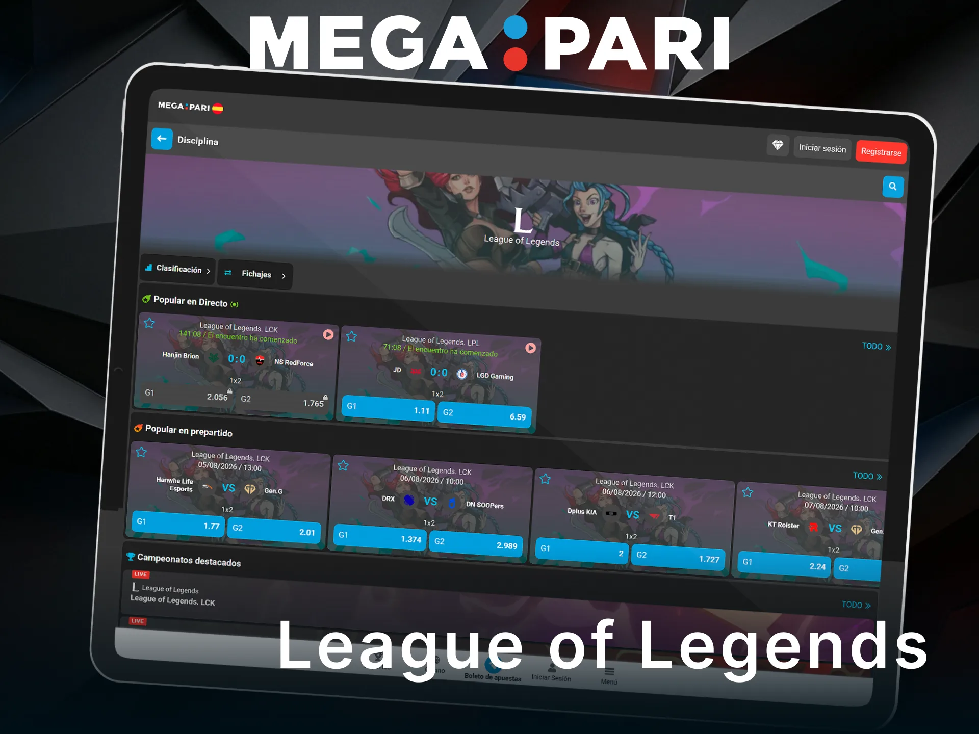 Apuesta en League of Legends y sigue la competición con MegaPari.