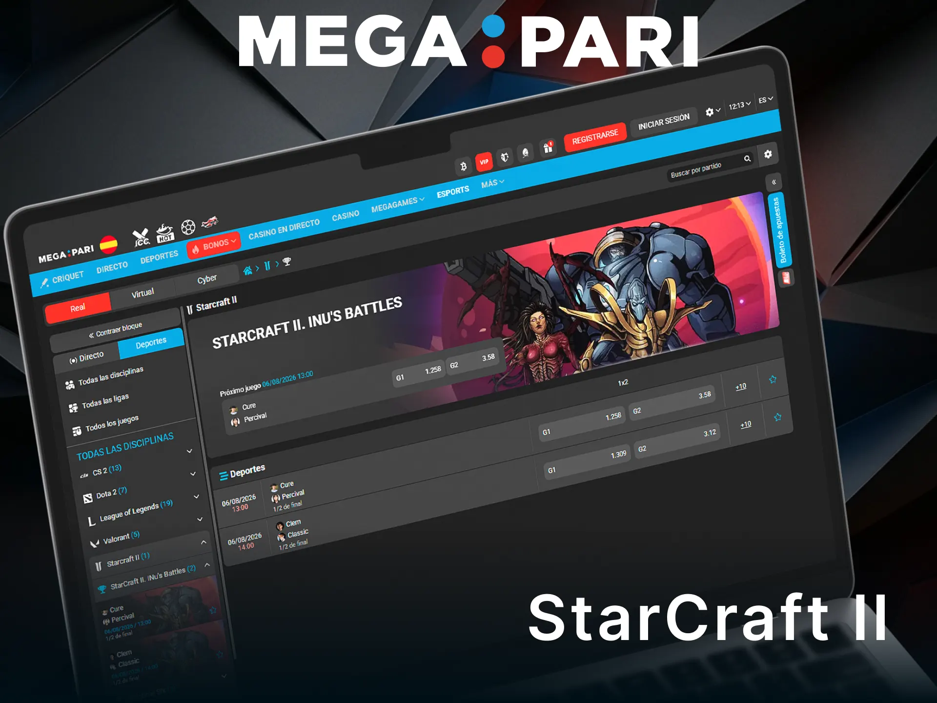 Realiza tus apuestas en esports en StarCraft II con MegaPari.