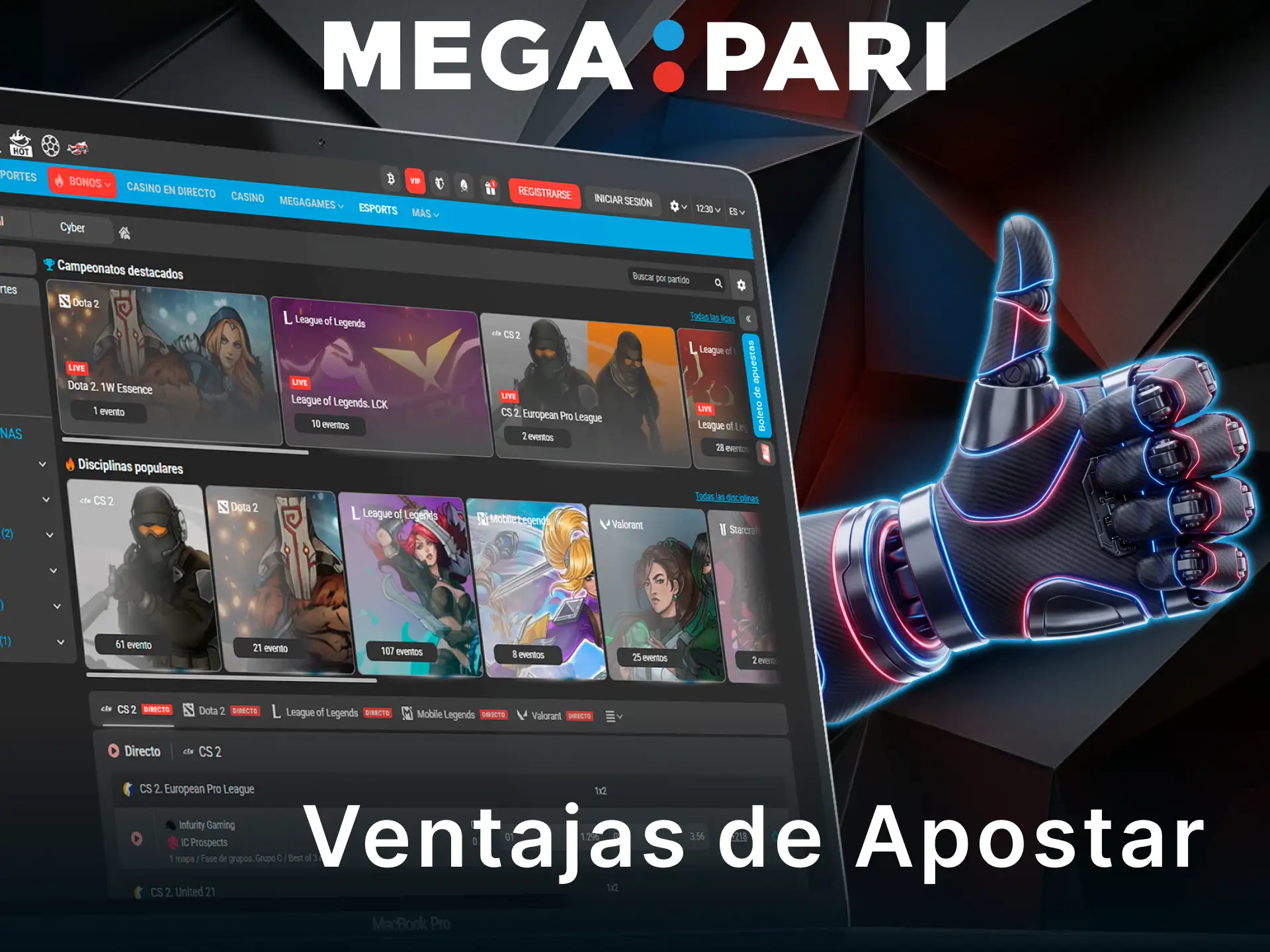 Aprovecha las ventajas exclusivas al apostar en esports con MegaPari España.