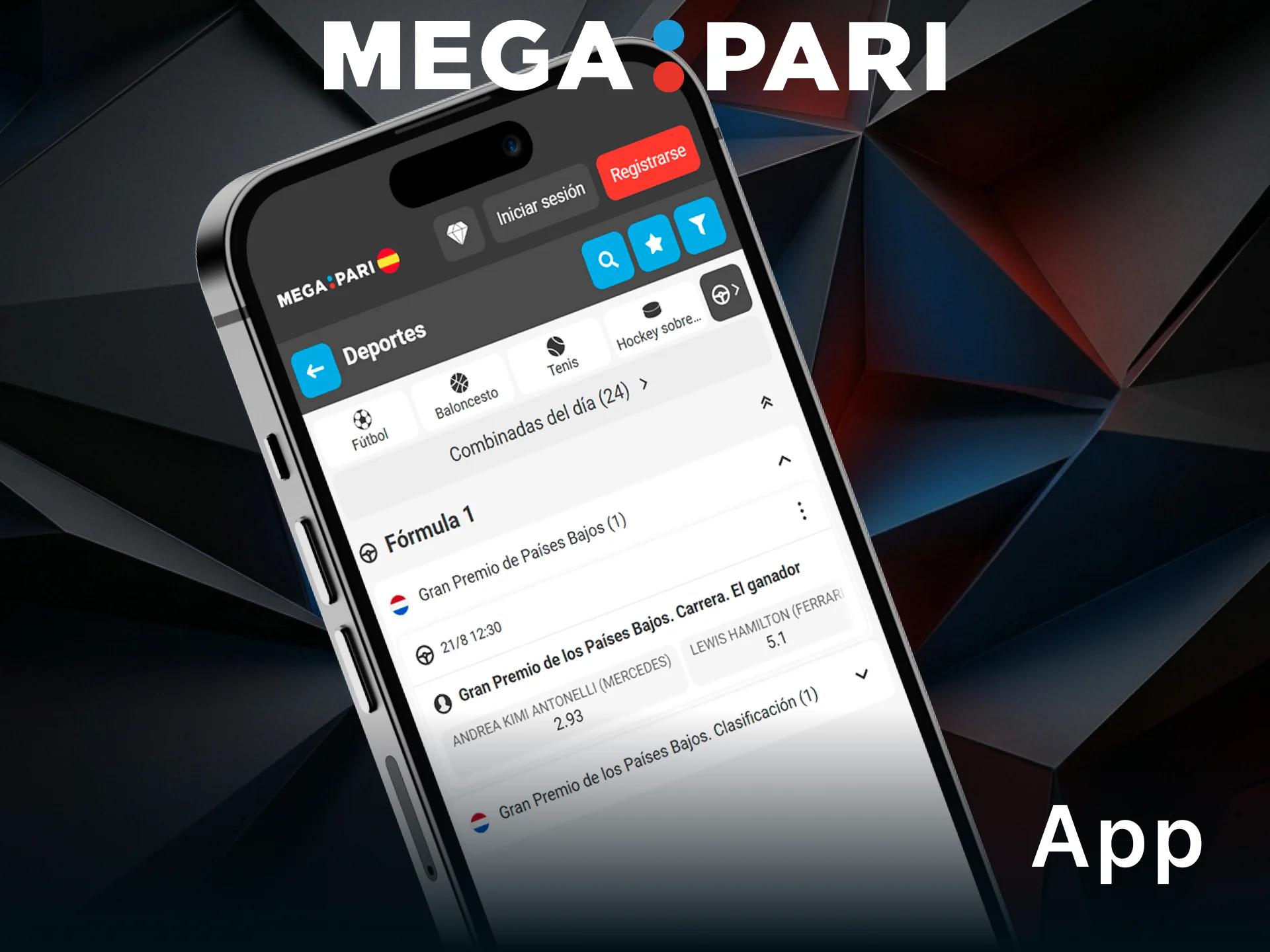 Descarga la app de MegaPari para hacer tus apuestas de Fórmula 1.