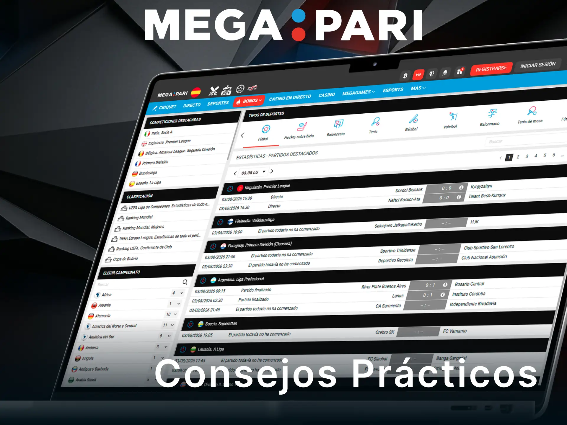 Consulta útiles consejos prácticos para tus apuestas de fútbol en MegaPari.