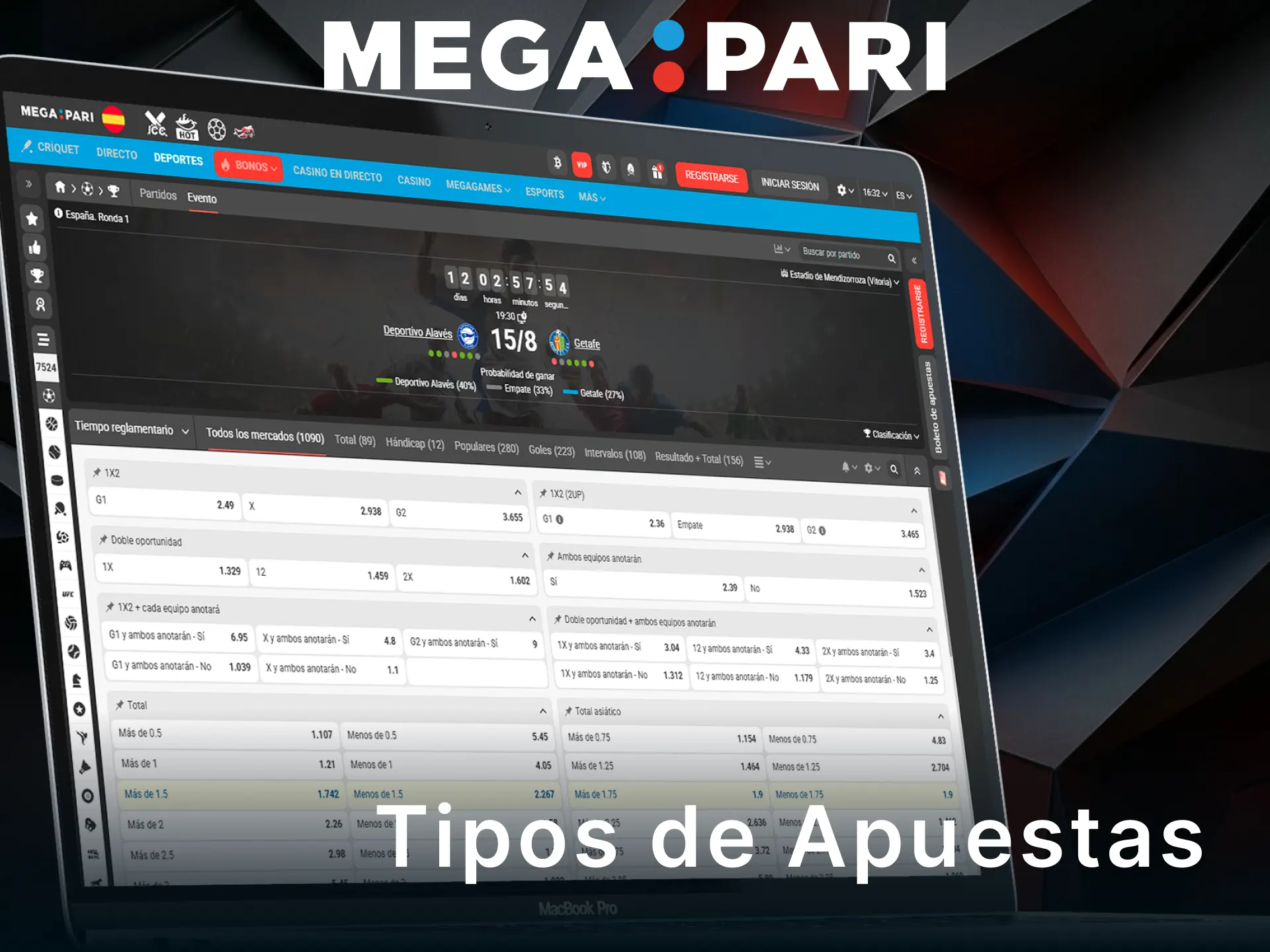 Elige entre varios tipos de apuestas de fútbol disponibles en MegaPari.
