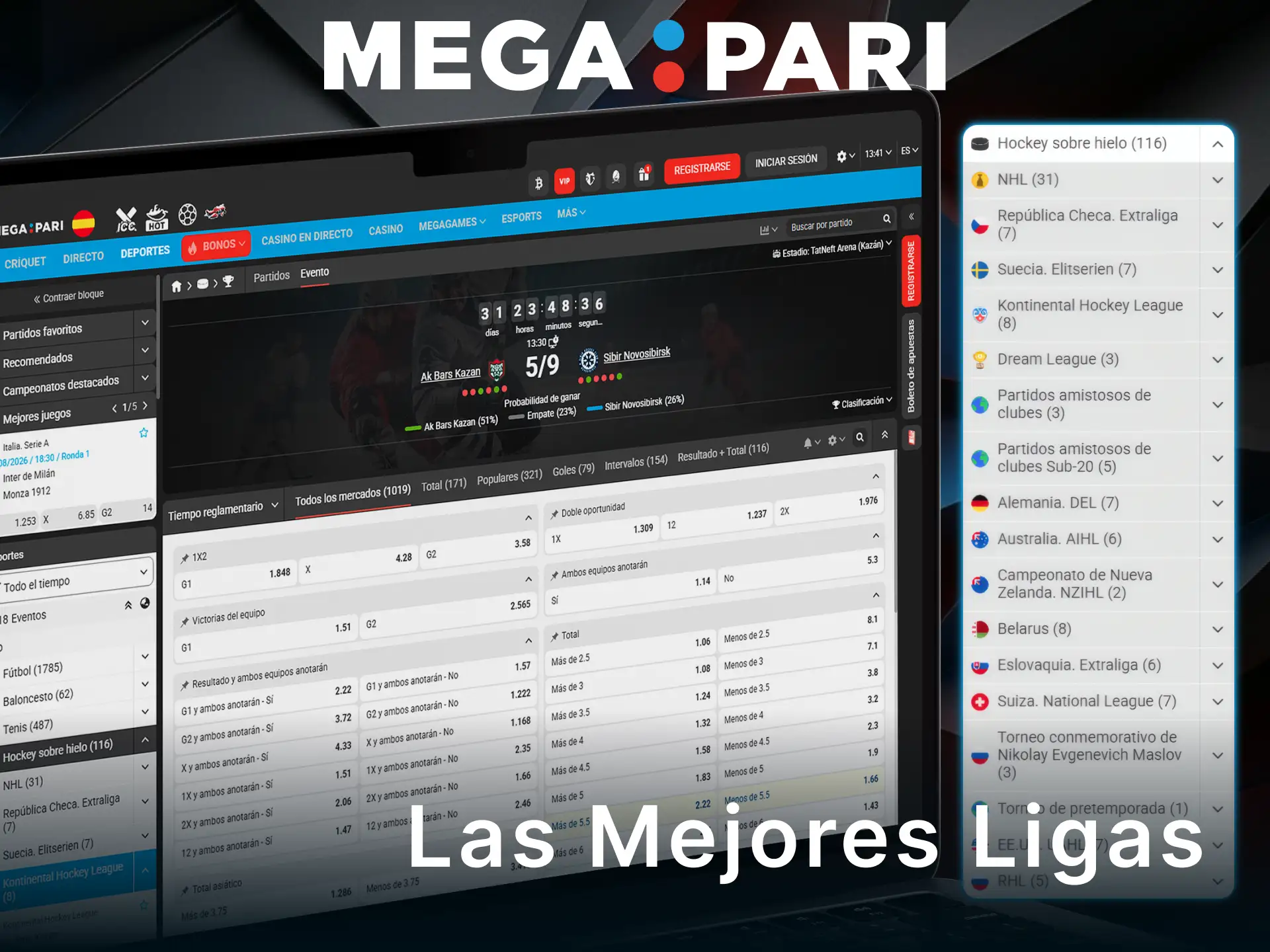 Explora las mejores ligas disponibles para tus apuestas de hockey sobre hielo en MegaPari.