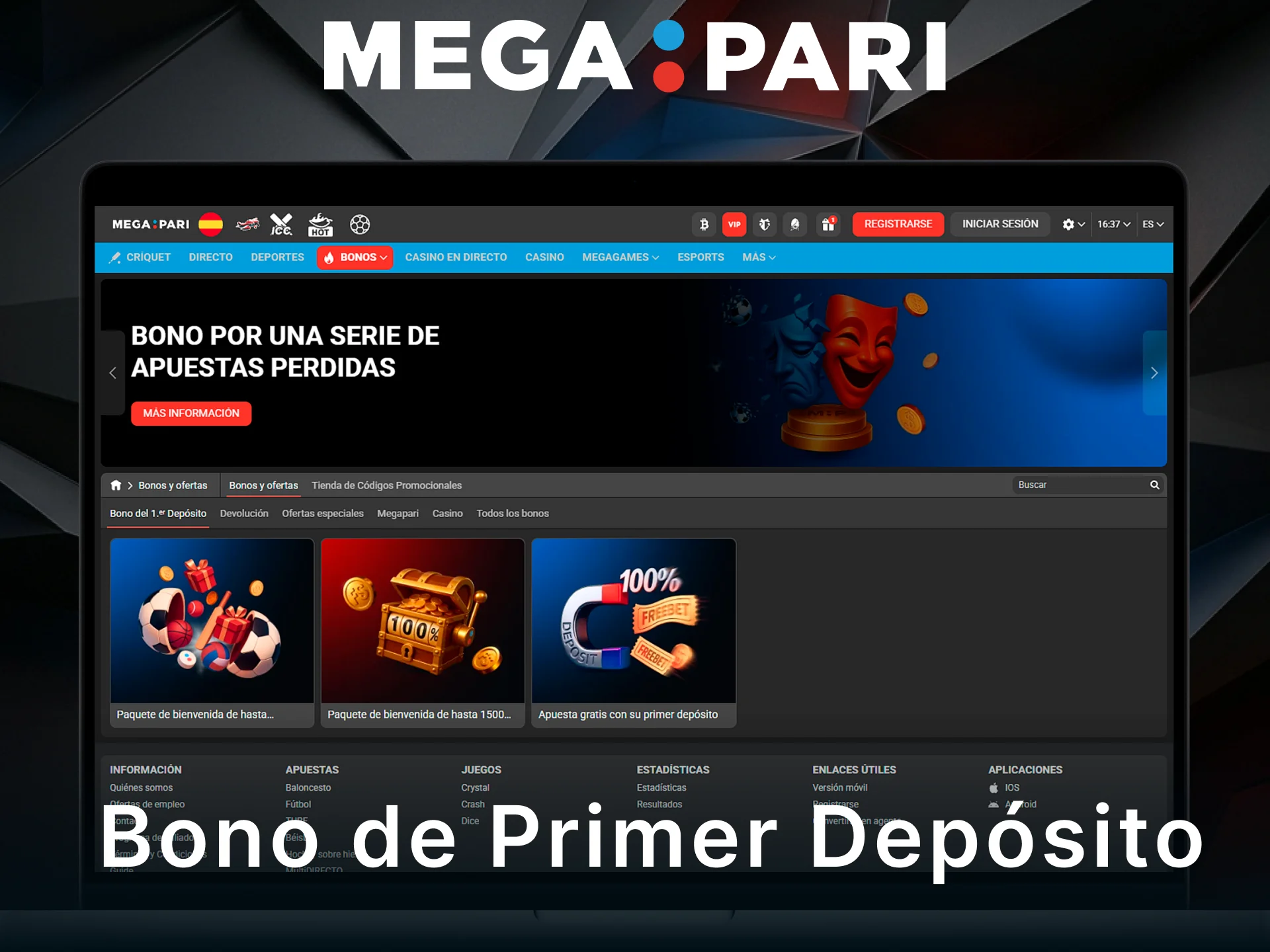 Solicita el bono de primer depósito para comenzar a apostar en MegaPari.