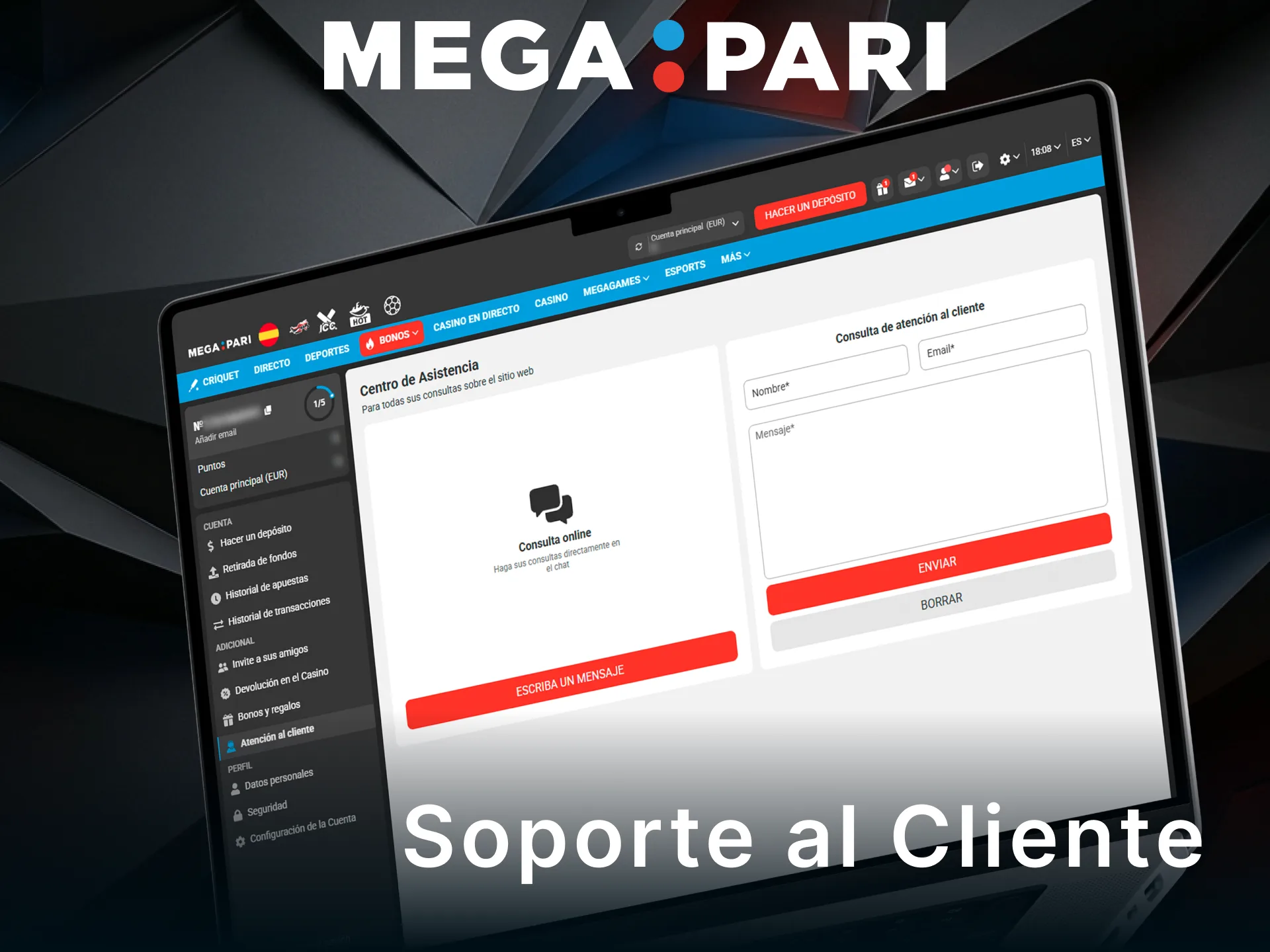 Contacta al soporte al cliente para resolver dudas de pago en MegaPari.