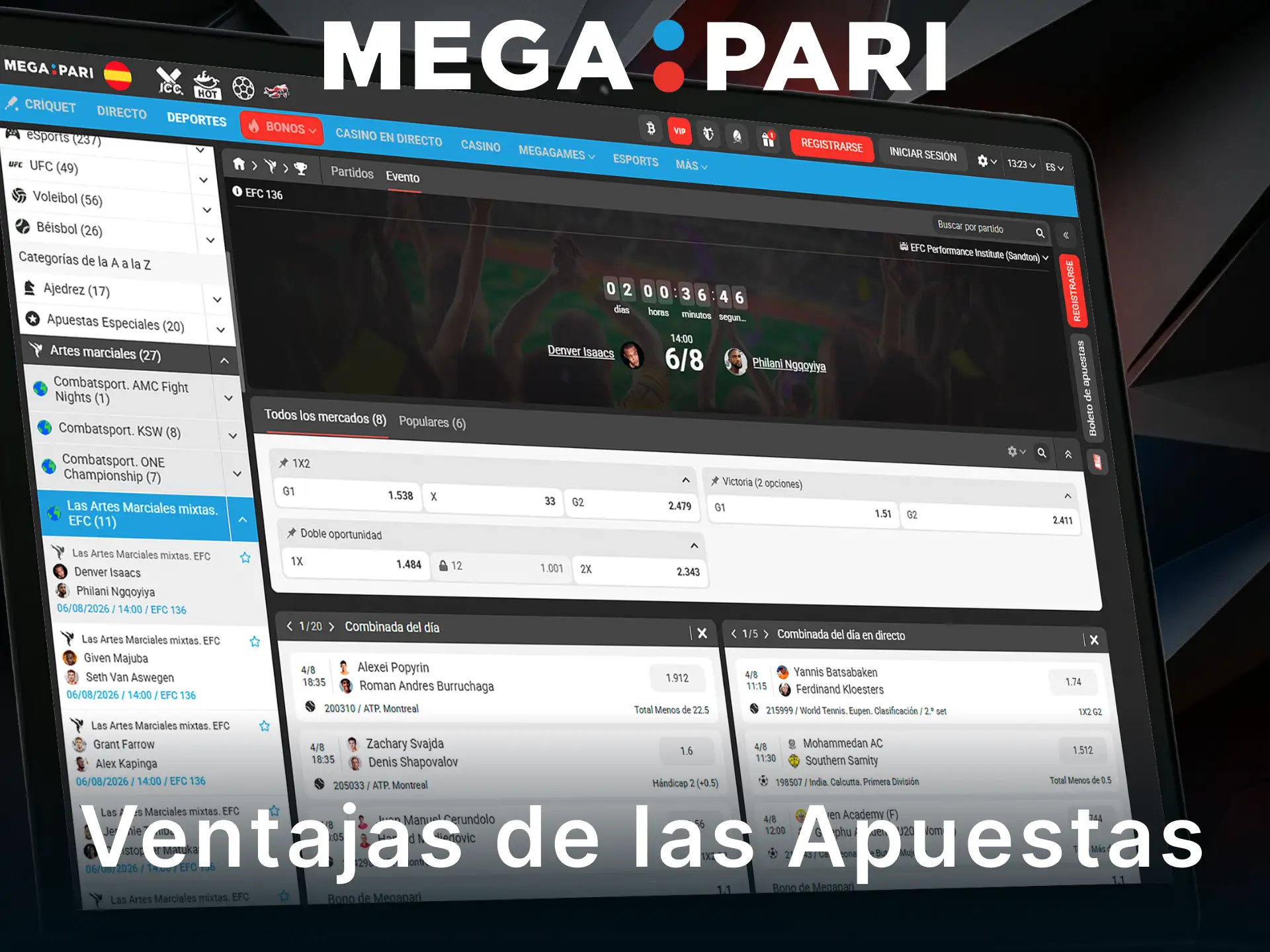 Descubre las ventajas de hacer apuestas MMA en MegaPari España.