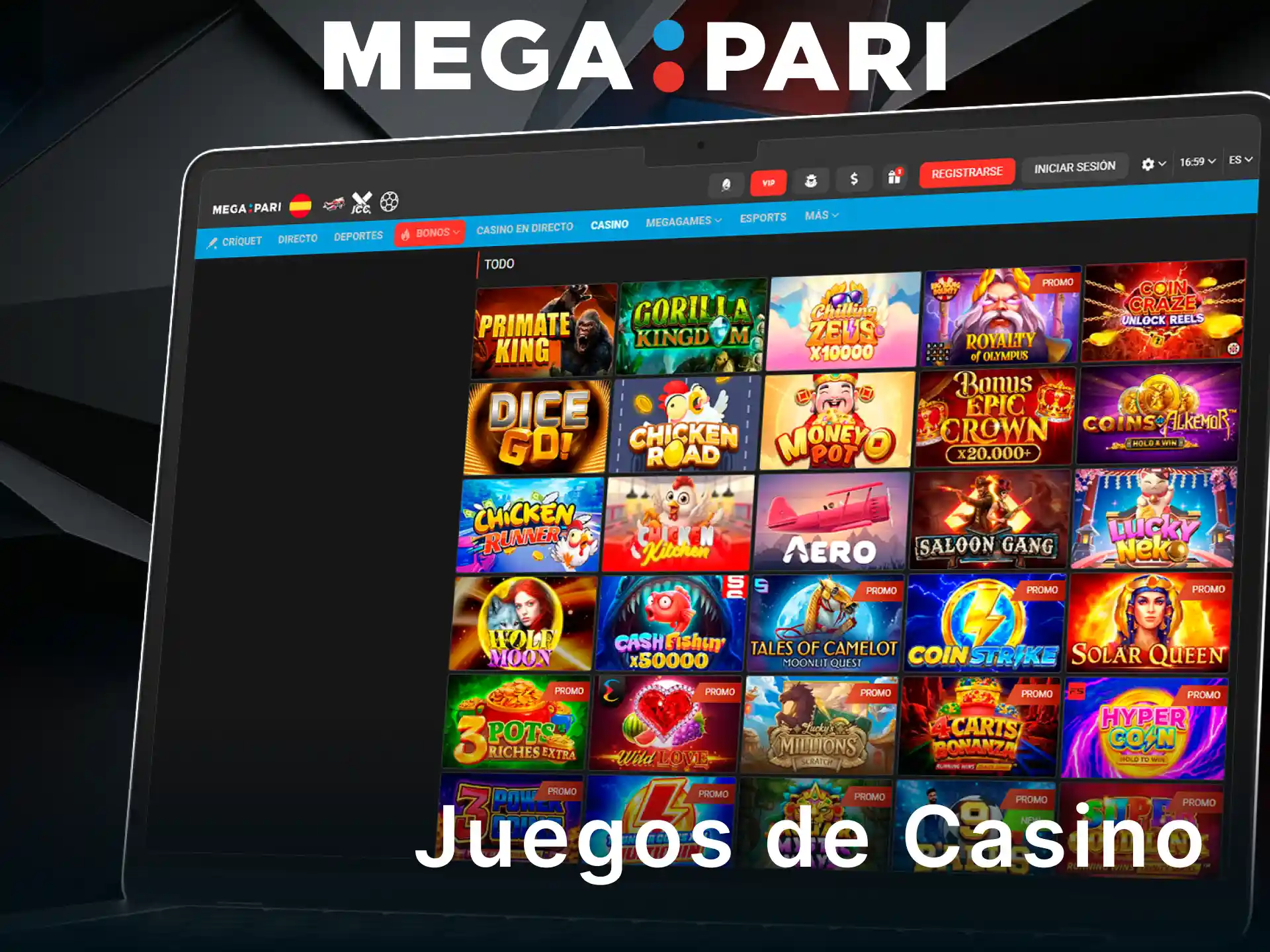 Disfruta los mejores juegos de casino disponibles en la plataforma de MegaPari.