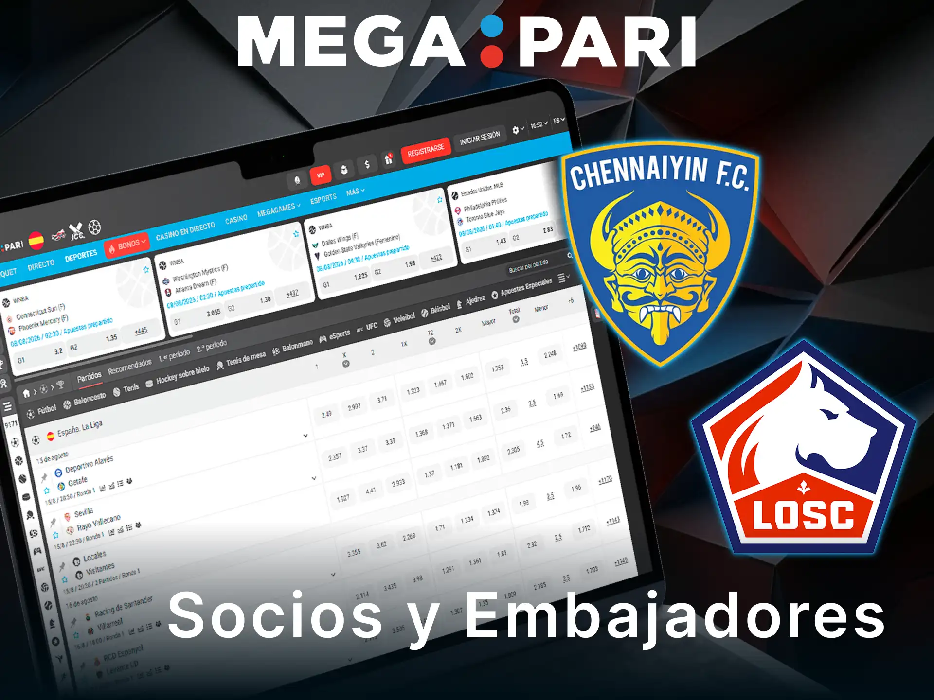 Descubre a los socios y embajadores que colaboran con la marca MegaPari.