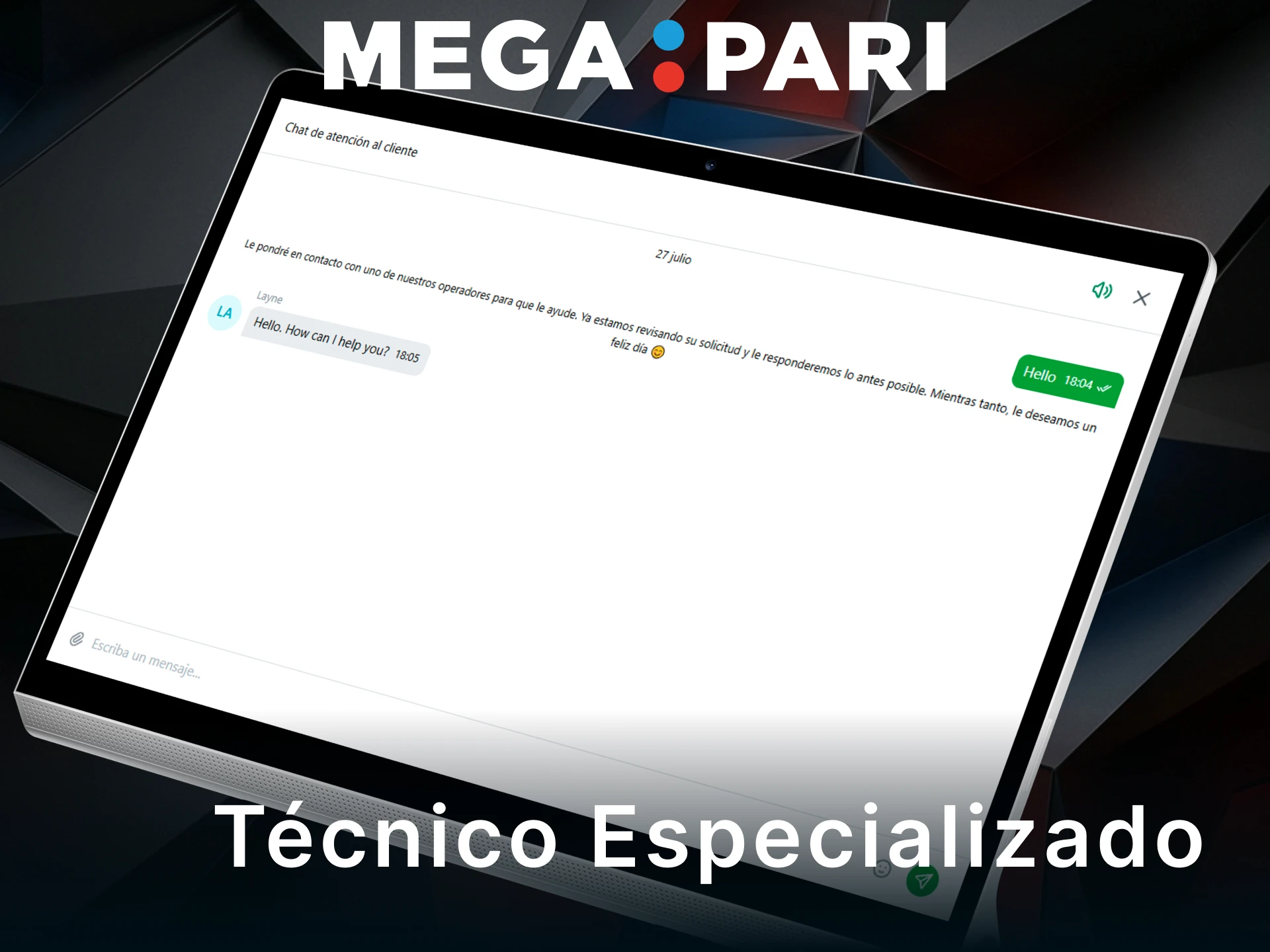 Solicita soporte técnico especializado para solucionar tus inconvenientes en MegaPari.