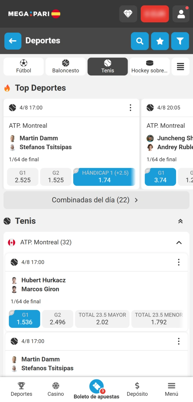 Elige el torneo o partido ideal para apostar al tenis en MegaPari.