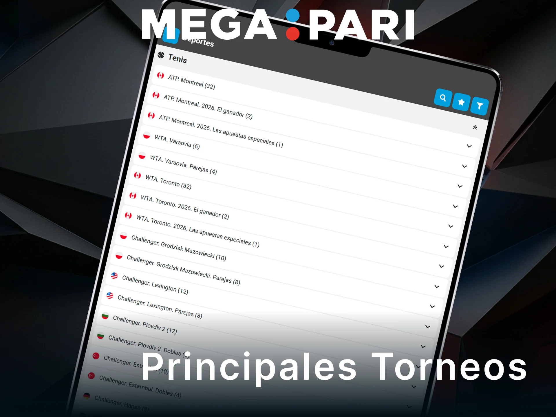 Explora los principales torneos disponibles para tus apuestas de tenis en MegaPari.