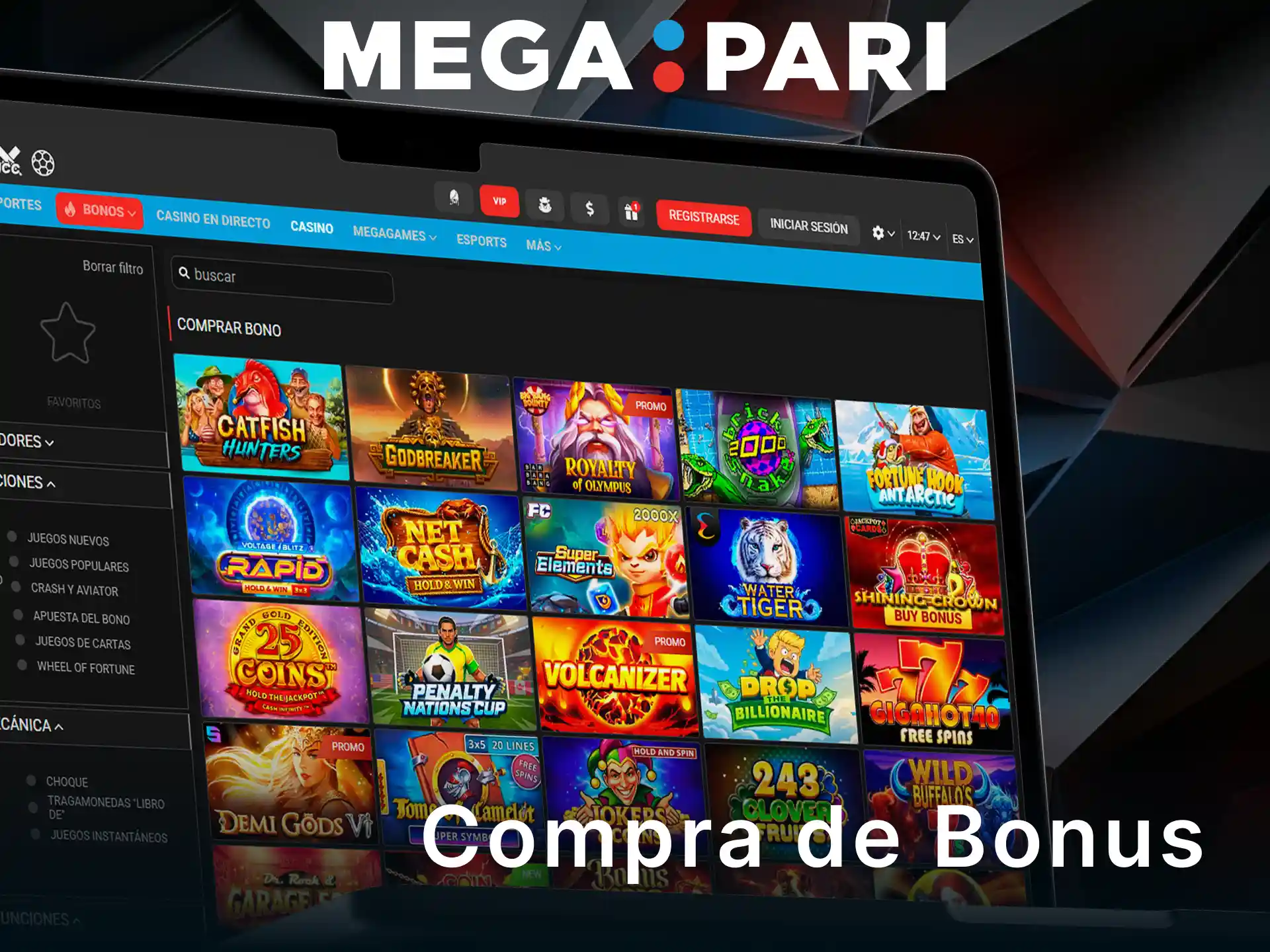 Accede a las tragaperras con compra de bonus para ganar en MegaPari.